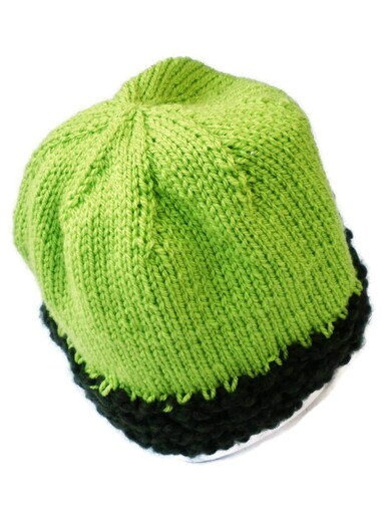 Green knitted hat. Handcrafted beanie, knitted men's cap, handmade beanie, handknitted skater beanie, ladies hat, unisex, knitwear hipster image 2