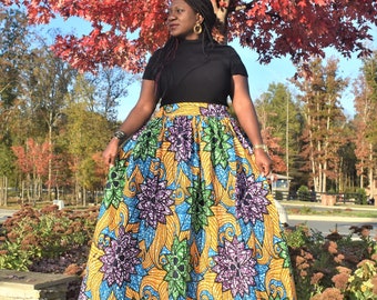 African Print Skirt, Maxi Skirt, Ankara Skirt, Women's Clothing, African Clothing for Women, Maxi Skirt with pockets