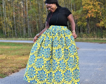 African Print Skirt, Maxi Skirt, Ankara Skirt, Women's Clothing, African Clothing for Women, Maxi Skirt with pockets