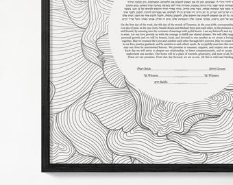 Modern Abstract Ketubah, Personalized Jewish Marriage Contract, Minimalist Line Art Ketubah, Contemporary Wedding Ketubah, Custom art,047