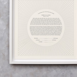Ketubah moderna, Ketubah personalizzata, Ketubah ritagliata sulla carta, Ketubah riformata interreligiosa egualitaria minimalista, arte murale dei voti nuziali, regalo di nozze
