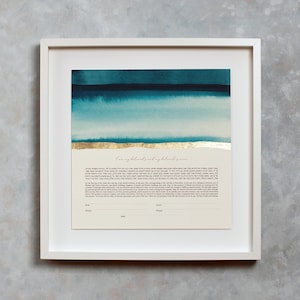 Modern Ketubah, Custom Ketubah, Ketubah Interfaith, Gold Leaf, Giclée Print Ketubah, Minimalist Ketubah, Watercolor Ketubah, Wedding Vows