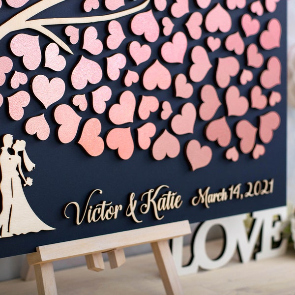 Custom guest book, Bride and Groom guest book, Modern guestbook, 3D Guest Book, Rose Gold guestbook, Wedding guest book alternative Mr & Mrs