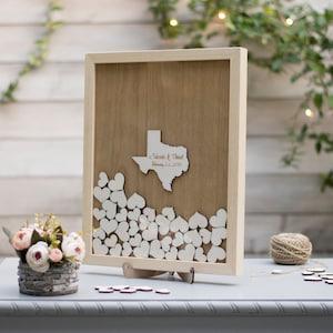 Buzón de boda, Libro de visitas en buzón, Mapa del estado de Texas, Libro de visitas alternativo para bodas, Libro de visitas en 3D, Libro de visitas rústico