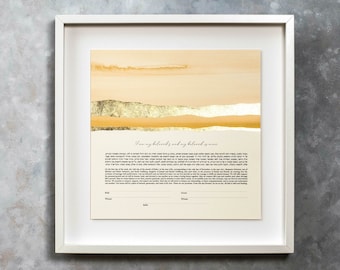 Custom Ketubah, Modern Ketubah, Wedding Vows, Minimalist Ketubah, Watercolor Ketubah, Gold Leaf, Giclée Print Ketubah, Reform Ketubah