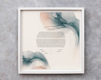 Modern Ketubah, Custom Ketubah, Interfaith Reform Ketubah, Watercolor Ketubah, Giclée Print Ketubah, Minimalist Ketubah, Wedding Vows