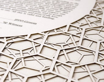 Custom Ketubah, Papercut Ketubah, Modern Ketubah, Minimalist Egalitarian Interfaith Reform Ketubah, Wedding Vows Wall Art, Wedding Gift