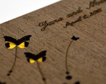 Custom Wedding Guest Book Wood Butterfly - rustic guestbook - bridal shower - guest book wooden - wedding gift - bridal shower - C009