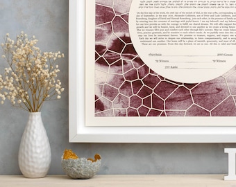 Modern Ketubah, Custom Ketubah, Voronoi Ketubah, Ketubah interfaith, Reform Ketubah, Giclee Print, Ketubah Watercolor, Papercut Ketubah