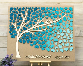 Custom guest book, Rustic guestbook, 3D Guest book, Unique guest book, Wooden guestbook, Wedding guest book ideas, Teal wedding color