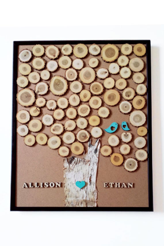 Wedding Guest Book Alternative Tree Wood 3d Modern for 100 Etsy