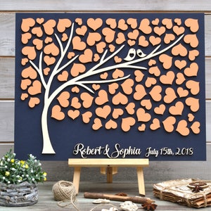 Custom 3D  Wedding guest book alternative tree Peach color Rustic wedding Rustic guestbook Unique guestbook wooden Tree of life Wedding gift