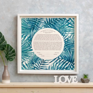 Modern Ketubah, Custom Interfaith Ketubah, Egalitarian Ketubah, Giclee Print Ketubah, Floral Ketubah, Tropical Ketubah, Watercolor Ketubah