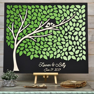 Custom colors 3D Wedding guest book alternative tree wood leaves Rustic wedding guest book Greenery guestbook wooden Wedding Tree of life