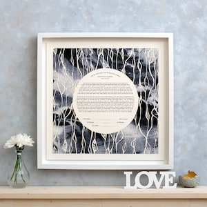 Moderne Ketubah, Benutzerdefinierte Ketubah, Ketubah Papierschnitt, Ketubah interreligiös,Reform Ketubah, Giclee Print, Ketubah Aquarell, Heiratsurkunde