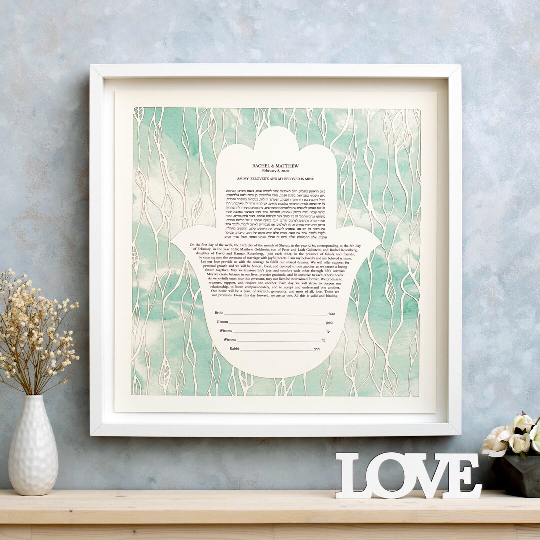 Modern Ketubah, Custom Ketubah, Hamsa Hand Ketubah, Ketubah Interfaith