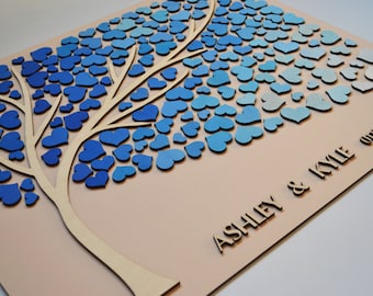 3D Wedding guest book alternative tree wood Custom unique guest book hearts Rustic wedding Rustic guest book wooden tree Tree of life Gift