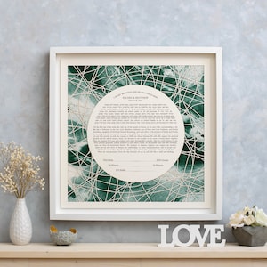 Moderne Papierschnitt Ketubah, Benutzerdefinierte Ketubah, Ketubah Interfaith, Papierschnitt Ketubah, Aquarell Ketubah, Heiratsurkunde