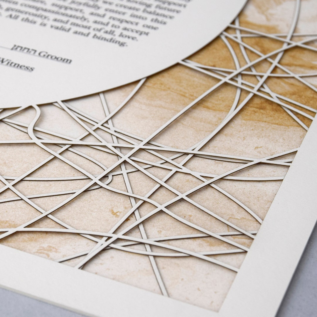 Custom Ketubah, Modern Minimalist Papercut Ketubah, Egalitarian Reform
