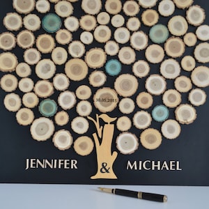 Custom 3D Wedding Guest Book Alternative Tree wood slices Rustic wedding Rustic guest book Unique guestbook wooden Tree of life Wedding gift
