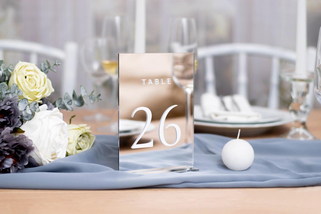 Mirrored Table Numbers Silver Mirror Table Numbers - Table Numbers - Modern Acrylic Table ...
