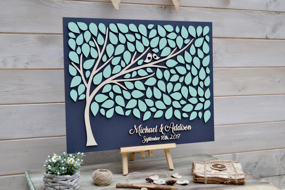 Custom Guest Book 3D Guest Book Mint Guestbook Unique Guest Etsy