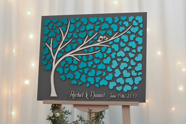 Custom Guest Book Modern Guest Book Turquoise Guestbook 3D Etsy