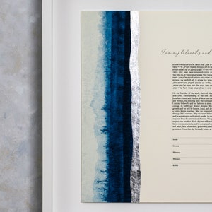 Ketubah moderno, Ketubah personalizado, hoja de plata, Ketubah con estampado Giclée, Ketubah minimalista, Ketubah de acuarela, Ketubah interreligioso, votos matrimoniales