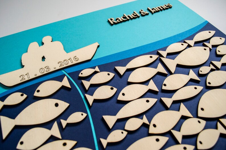 3D Wedding Guest Book Alternative Fish Ocean Fishing Etsy