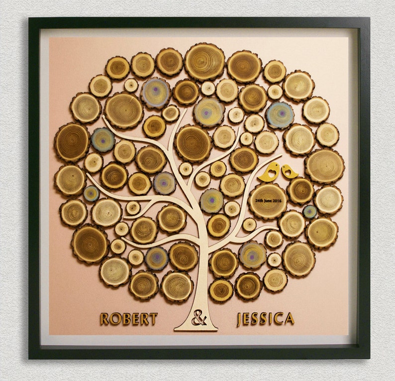 Custom guest book Wooden guestbook 3D Guest book Rustic Etsy