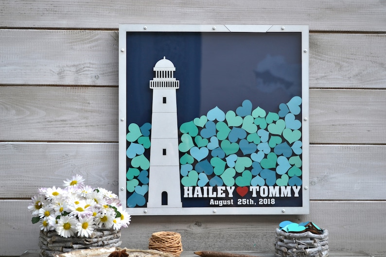Custom guest book 3D Guest book Wedding guest book alternative Drop box guest book Navy wedding Wedding drop box