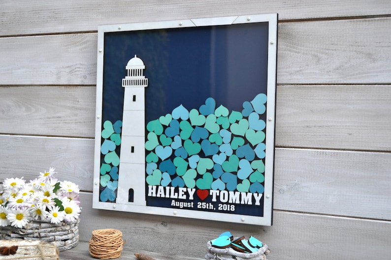 Custom guest book 3D Guest book Wedding guest book alternative Drop box guest book Navy wedding Wedding drop box