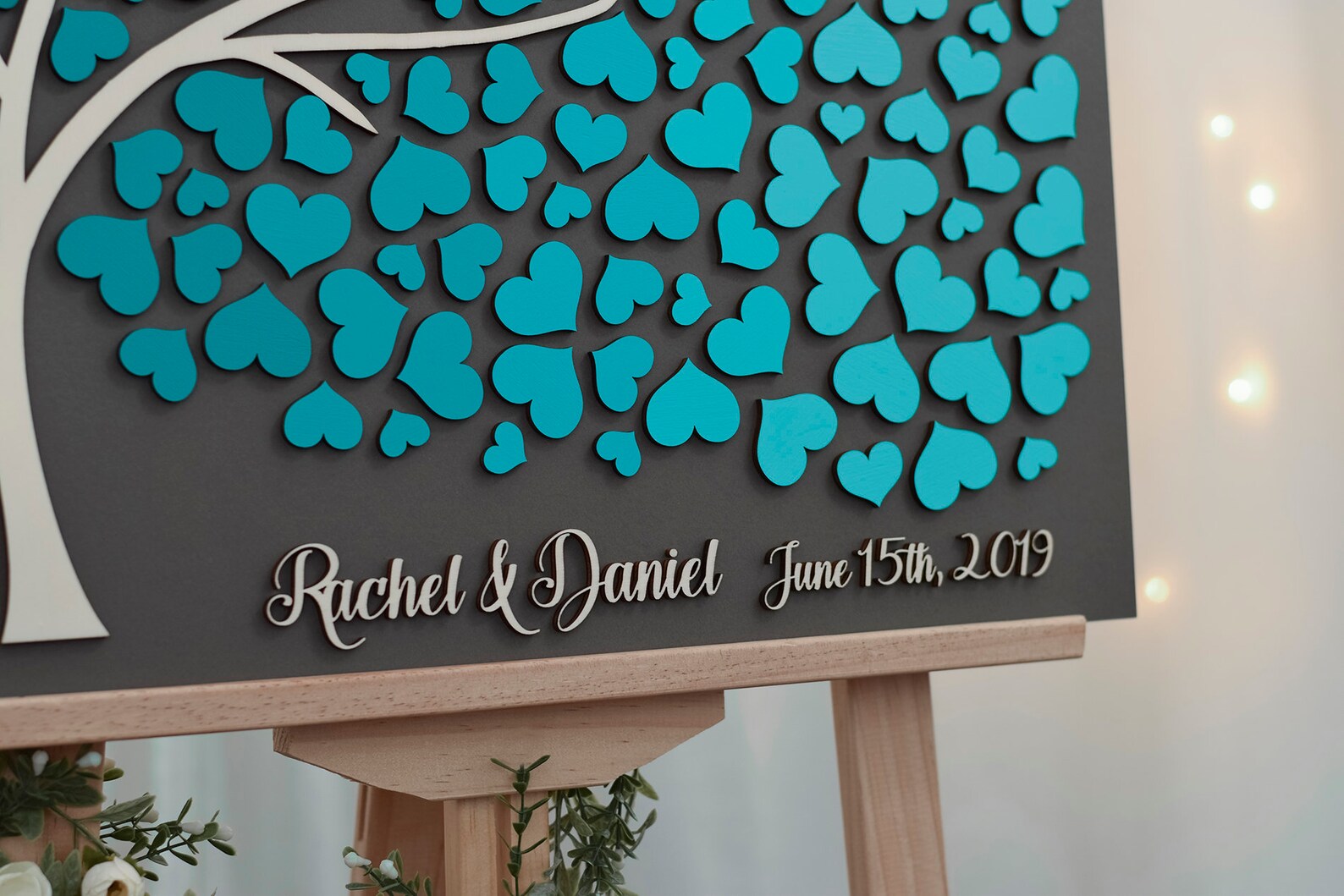 Custom Guest Book Modern Guest Book Turquoise Guestbook 3D Etsy