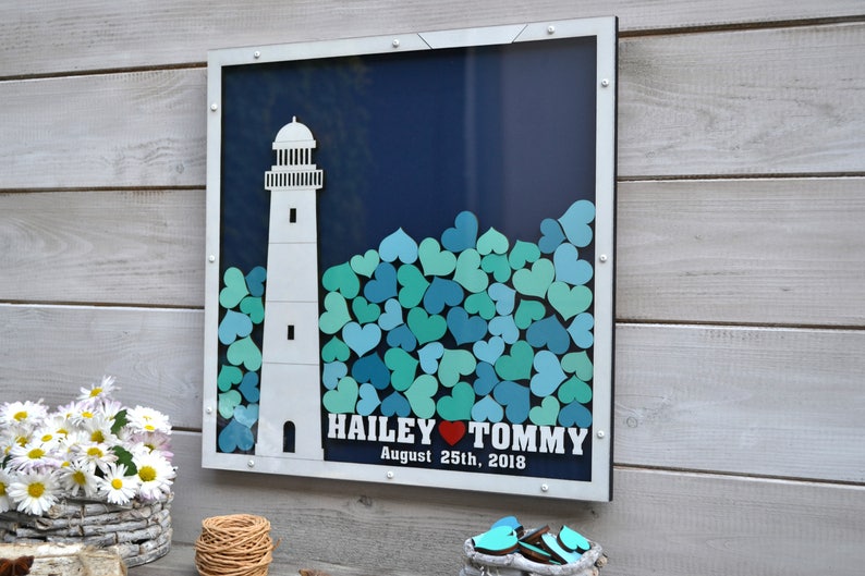 Custom guest book 3D Guest book Wedding guest book alternative Drop box guest book Navy wedding Wedding drop box