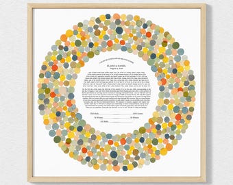Custom Jewish Ketubah Giclée Print – Colorful Circle Design, Modern Ketubah for Chuppah, 015
