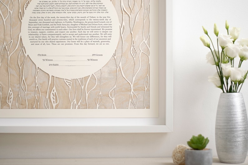 Custom Ketubah, Modern Ketubah, Reform Ketubah, Interfaith Ketubah, Minimalist Ketubah, Wedding Vow, Unique Ketubah, Ketubah Papercut