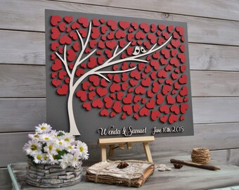 Custom 3D  Wedding guest book alternative tree Red wedding Rustic wedding Rustic guestbook Unique guestbook wooden Tree of life Wedding gift