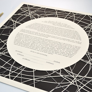 Custom Handmade Ketubah Modern Minimalist Ketubah Papercut Home Wall Art Modern Geometric Ketubah Wedding Vows Ketuba Unique Jewish Contract