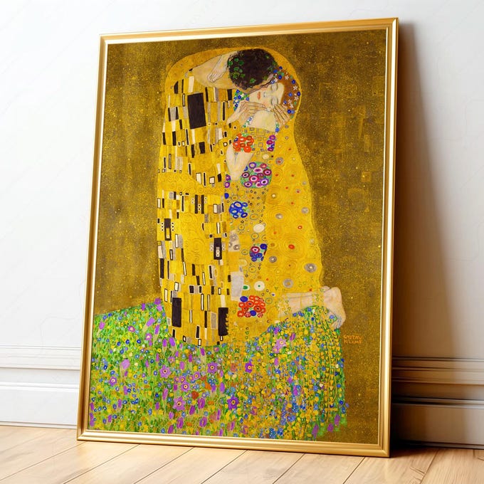 Gustav Klimt 接吻 アートプリント 約60cm x 50cm Wall Art Print, Gustav Klimt, 