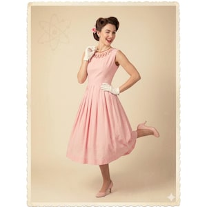 pale pink fit and flare dress Amoris T740 Draped Chiffon Scarf-Neck Structured Fit-and-Flare Dress, Black / 2X