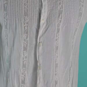 Vintage 1920s Dress Embroidered White Cotton with Valenciennes lace Size XS Junior image 7