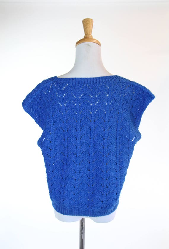 Vintage 1950s 60s Winter Sweater Jumper Cerulean … - image 7