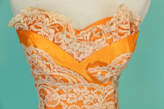 Vintage 1950's Princess Cupcake Dress Orange Mult… - image 6