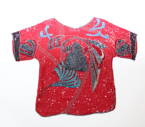 Fabulous Vintage 1980s St. Martin Sequined Top Re… - image 7