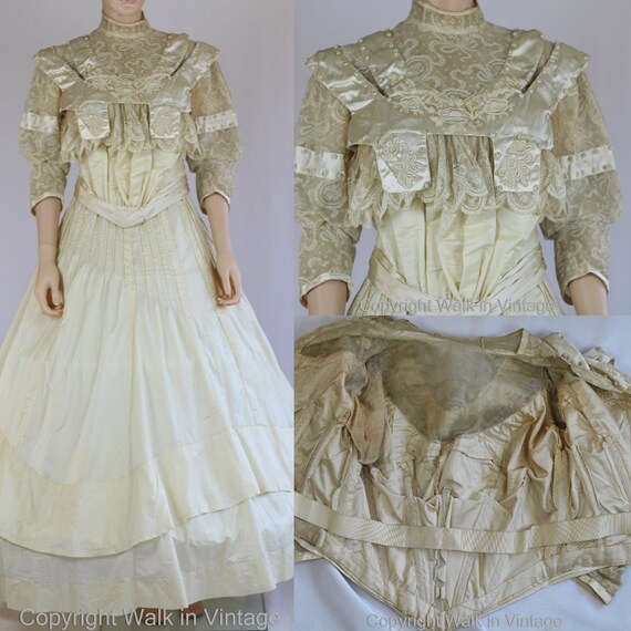 LAYAWAY Edwardian Wedding Dress Antique Gown Fren… - image 1