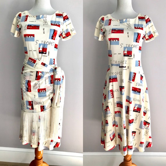 Vintage Mr Blackwell Dress French Riviera Novelty