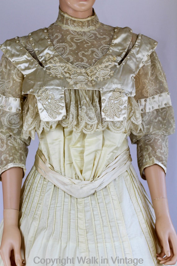 LAYAWAY Edwardian Wedding Dress Antique Gown Fren… - image 3