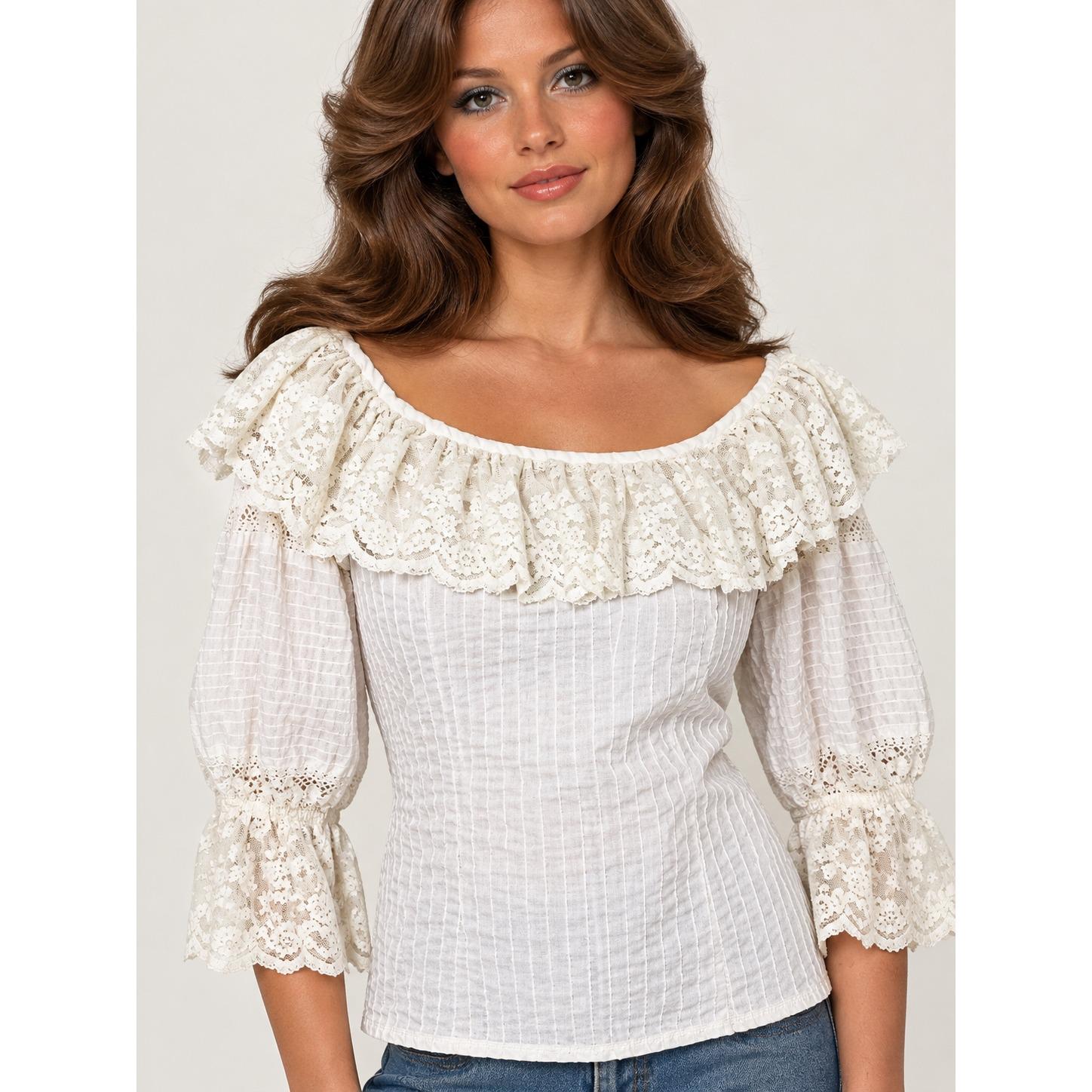 Pintuck Lace Blouse - Etsy