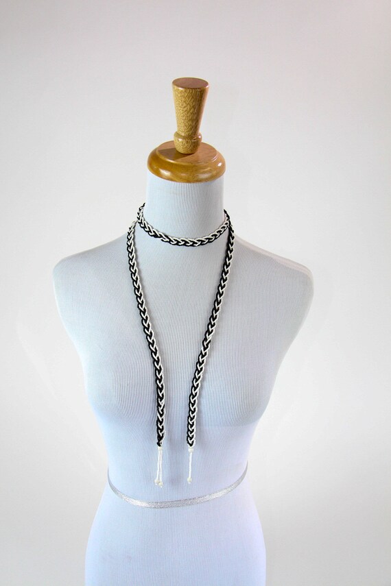 Vintage 1920s Glass Beaded Braided Necklace Laure… - image 2