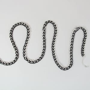 Vintage 1920s Glass Beaded Braided Necklace Laureate Black and White Snake